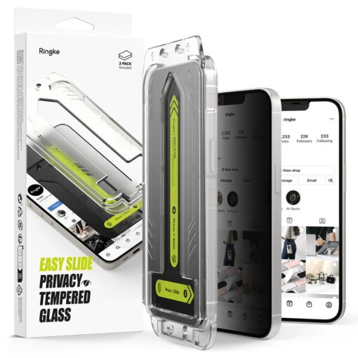 iPhone 16e 14 13 13 Pro kaitseklaas Ringke Easy Slide privaatsusfilter 2 tk
