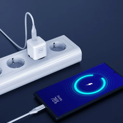 3mk Hyper Seinalaadija PD 25W USB C – USB C kaabel valge 1
