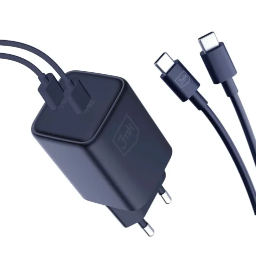 3mk Hyper Seinalaadija PD 45W USB C – USB C kaabel must 3