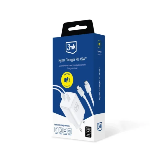 3mk Hyper Seinalaadija PD 45W USB C – USB C kaabel valge 4
