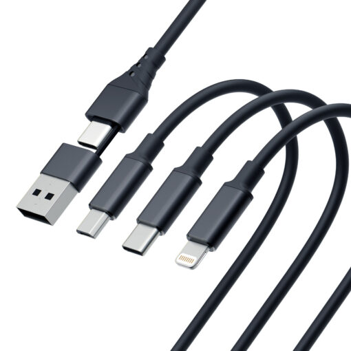 Juhe 3in1 USB AUSB C – USB CMicroLightning 1.5m must – Universaalne laadimisjuhe – 3mk Hyper 6