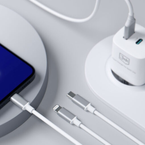 Juhe 3in1 USB AUSB C – USB CMicroLightning 1.5m valge – Universaalne laadimisjuhe – 3mk Hyper 9