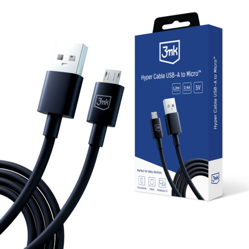 Juhe USB A – Micro USB 1.2m 5V 2.4A must – Andmejuhe Laadimisjuhe – 3mk Hyper