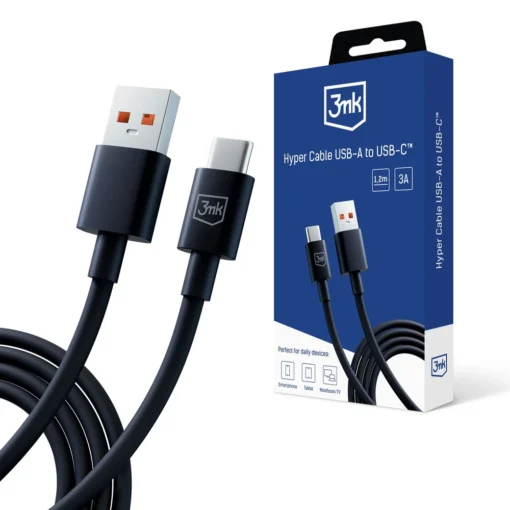 Juhe USB A – USB C 1.2m 5A must – Kiirlaadimisjuhe – 3mk Hyper 8