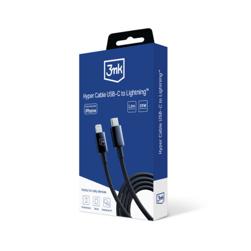 Juhe USB C – Lightning 20W 1.2m must – Kiirlaadimisjuhe iPhoneile – 3mk Hyper 9