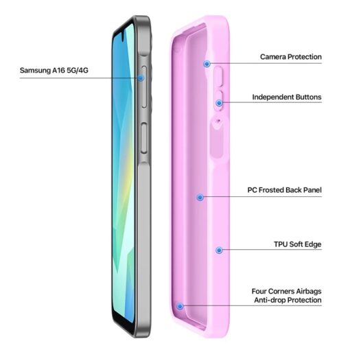 Samsung A16 umbris Dux Ducis YIND plastikust taguse ja silikoonist servaga roosa 3