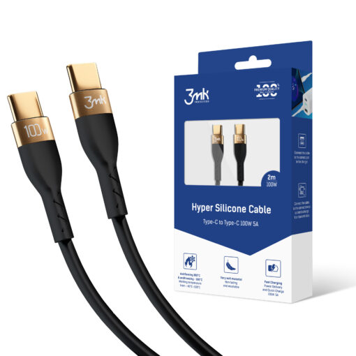 Silikoonist juhe USB C – USB C 2m 100W must – Silikoonist laadimisjuhe – 3mk Hyper Silicone
