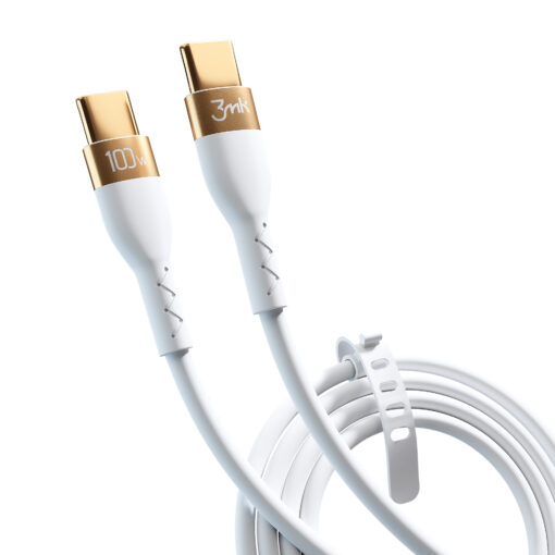 Silikoonist juhe USB C – USB C 2m 100W valge – Silikoonist laadimisjuhe – 3mk Hyper Silicone 1
