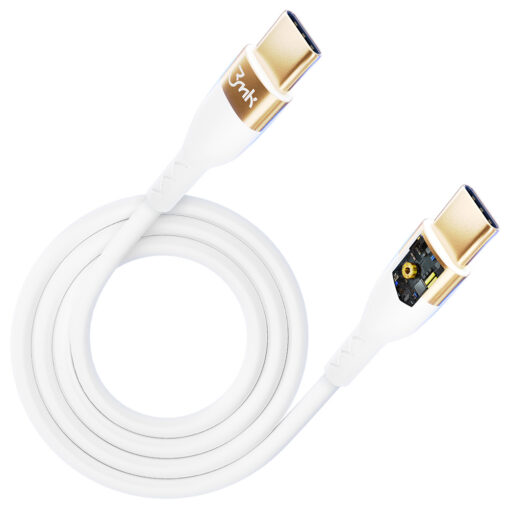 Silikoonist juhe USB C – USB C 2m 100W valge – Silikoonist laadimisjuhe – 3mk Hyper Silicone 3