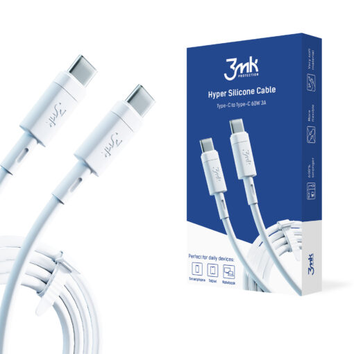 Silikoonist juhe USB C – USB C 60W 3A – Silikoonist laadimisjuhe – 3mk Hyper Silicone