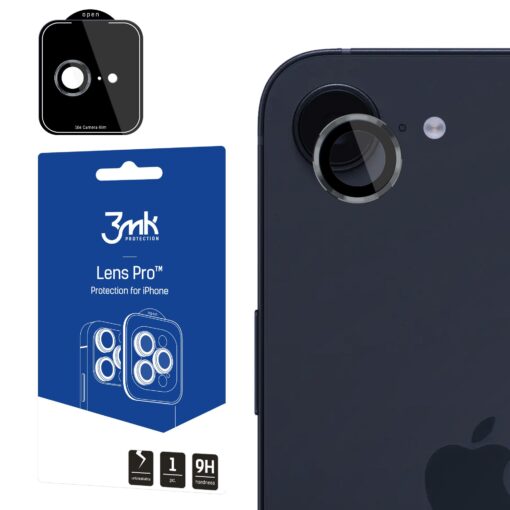 iPhond 16E kaamera kaitseklaas 3mk Lens Protect PRO graphite