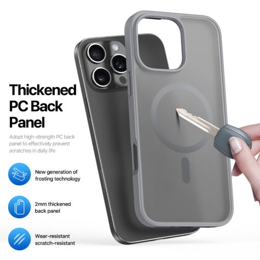 iPhone 16 PRO umbris MagSafe Dux Ducis YIND plastikust taguse ja silikoonist servaga hall 4