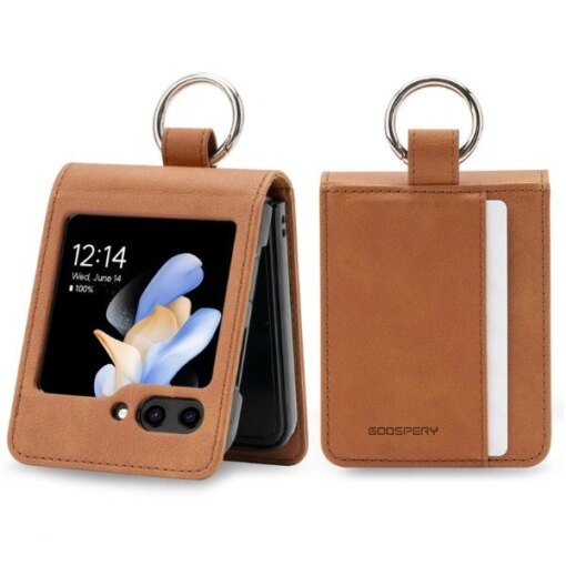 Samsung Z Flip 6 7 FE kaaned Mercury Basic Diary kunstnahast pruun 1