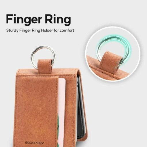 Samsung Z Flip 6 7 FE kaaned Mercury Basic Diary kunstnahast pruun 2