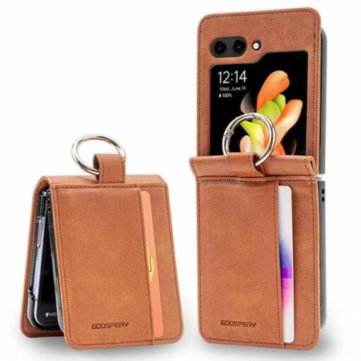 Samsung Z Flip 6 7 FE kaaned Mercury Basic Diary kunstnahast pruun