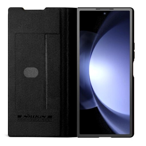 Samsung Z Fold 6 umbris Nillkin Qin Pro kunstnahast must 4