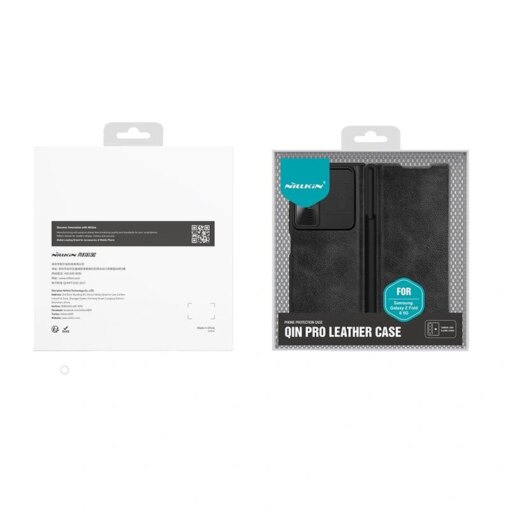 Samsung Z Fold 6 umbris Nillkin Qin Pro kunstnahast must 5