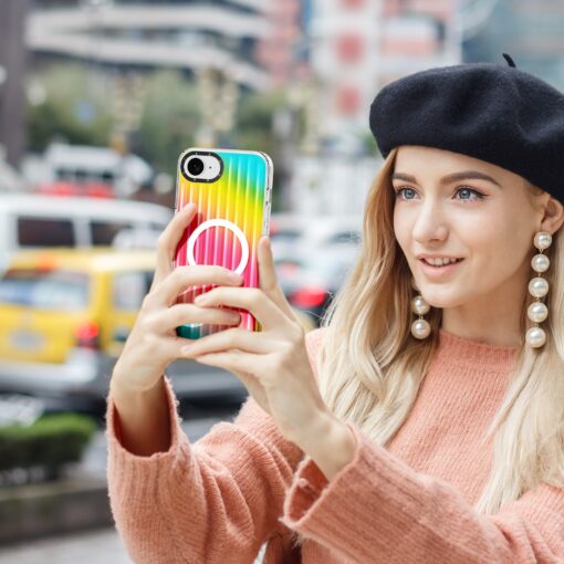 iPhone 16e umbris MagSafe silikoonist Dux Ducis Zest Gradient Rainbow 2