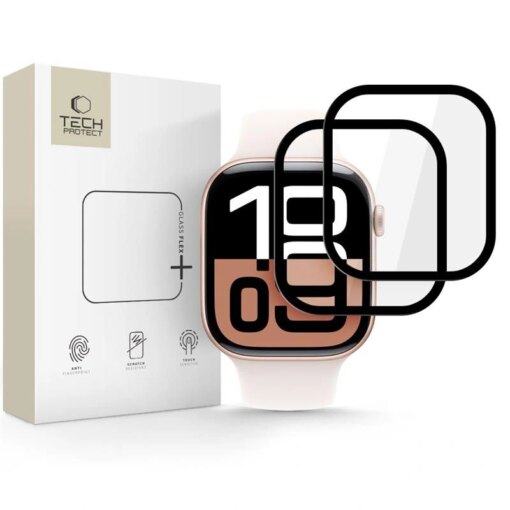 Apple Watch 10 42mm kaitseklaasid Glass Flex must 2tk