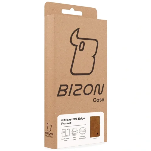 Samsung S25 EDGE kaaned Bizon Case Pocket kunstnahast kaarditaskutega pruun 6