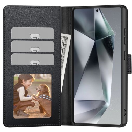 Samsung S25 EDGE kaaned wallet kunstnahast must 1