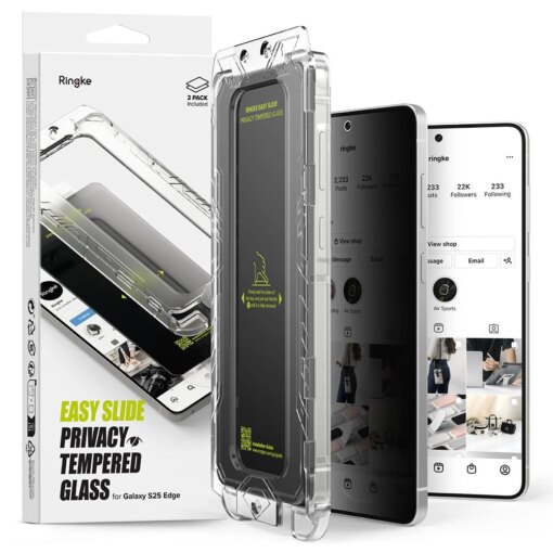 Samsung S25 EDGE kaitseklaas privaatsufiltriga Ringke Easy Slide Privacy 2tk