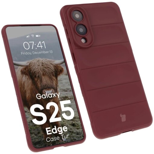 Samsung S25 EDGE umbris Bizon Case Tur silikoonist burgundy