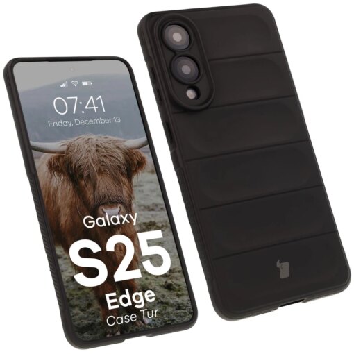 Samsung S25 EDGE umbris Bizon Case Tur silikoonist must