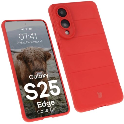 Samsung S25 EDGE umbris Bizon Case Tur silikoonist punane