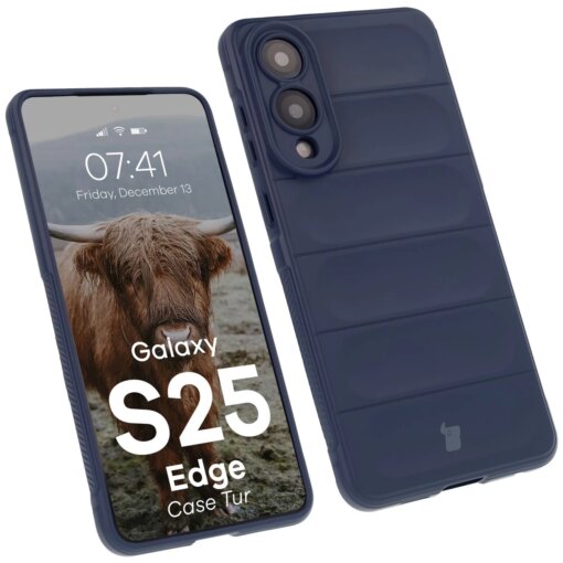 Samsung S25 EDGE umbris Bizon Case Tur silikoonist tumesinine