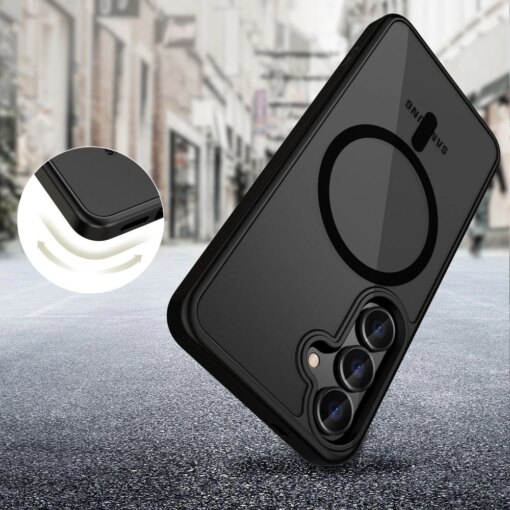 Samsung S25 EDGE umbris silikoonist servade ja plastikust tagusega MagMat MagSafe matt must 3