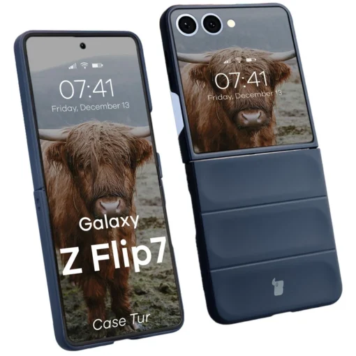 Samsung Z Flip7 umbris Bizon Case Tur silikoonist tumesinine 1
