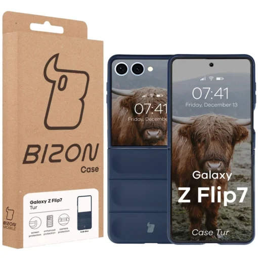 Samsung Z Flip7 umbris Bizon Case Tur silikoonist tumesinine 7
