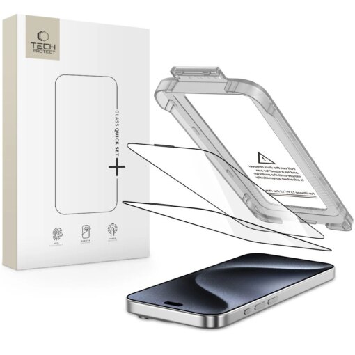 iPhone 15 Pro kaitseklaaside komplekt Quick Set 2tk