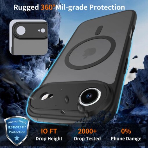 iPhone 17 AIR umbris MagSafe BasicMag plastikust taguse ja silikoonist servadega matt must 2