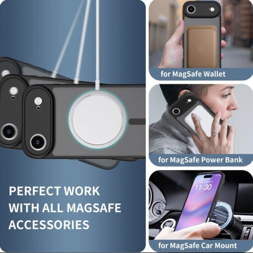 iPhone 17 AIR umbris MagSafe BasicMag plastikust taguse ja silikoonist servadega matt must 3