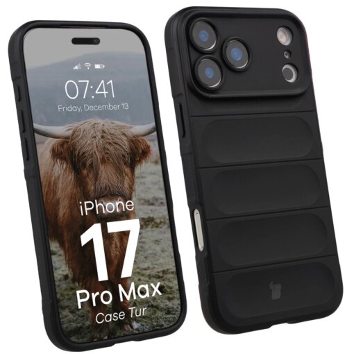 iPhone 17 PRO MAX umbris Bizon Case Tur silikoonist must