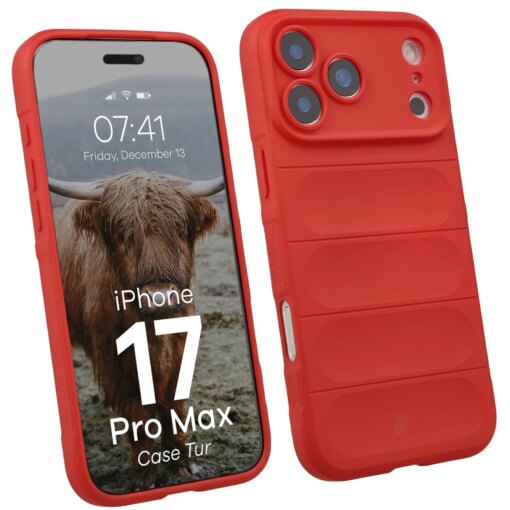 iPhone 17 PRO MAX umbris Bizon Case Tur silikoonist punane