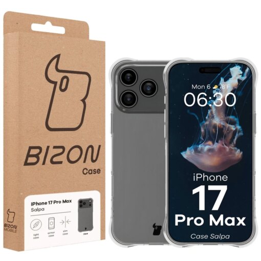 iPhone 17 PRO MAX umbris Bizon Salpa silikoonist tugevdatud nurkadega labipaistev 6