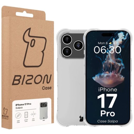 iPhone 17 PRO umbris Bizon Salpa silikoonist tugevdatud nurkadega labipaistev 6