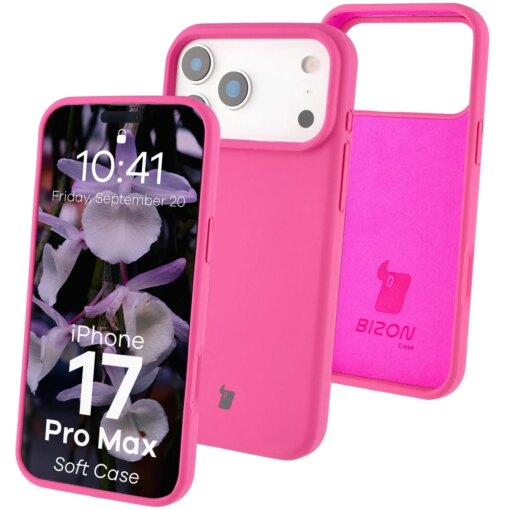 iPhone 17 Pro Max umbris silikoonist Bizon Soft Case fuksia