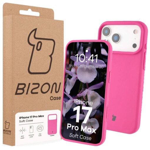 iPhone 17 Pro Max umbris silikoonist Bizon Soft Case fuksia 6