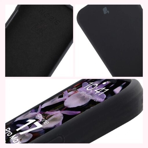 iPhone 17 Pro Max umbris silikoonist Bizon Soft Case must 5
