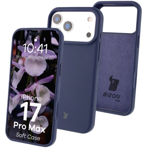 iPhone 17 Pro Max umbris silikoonist Bizon Soft Case tumesinine