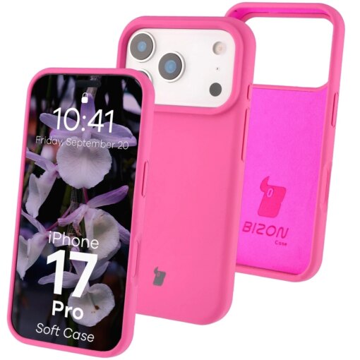 iPhone 17 Pro umbris silikoonist Bizon Soft Case fuksia
