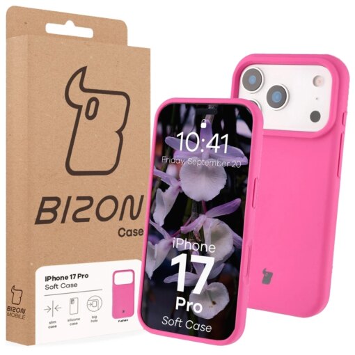 iPhone 17 Pro umbris silikoonist Bizon Soft Case fuksia 6