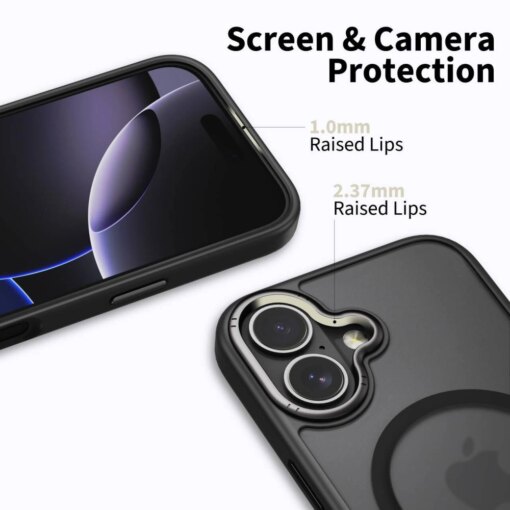 iPhone 17 umbris MagEdge MagSafe plastikust taguse ja silikoonist servadega matt must 2