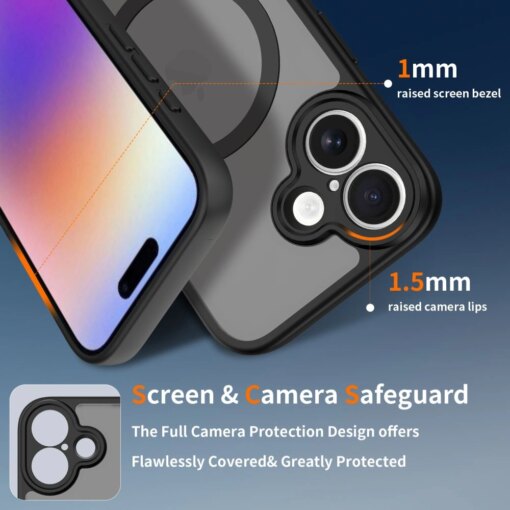 iPhone 17 umbris MagSafe BasicMag plastikust taguse ja silikoonist servadega matt must 1