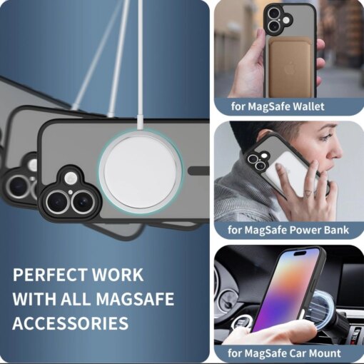 iPhone 17 umbris MagSafe BasicMag plastikust taguse ja silikoonist servadega matt must 3