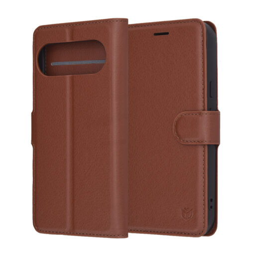 Pixel 10 10 PRO kaaned kunstnahast Leather Folio pruun 1